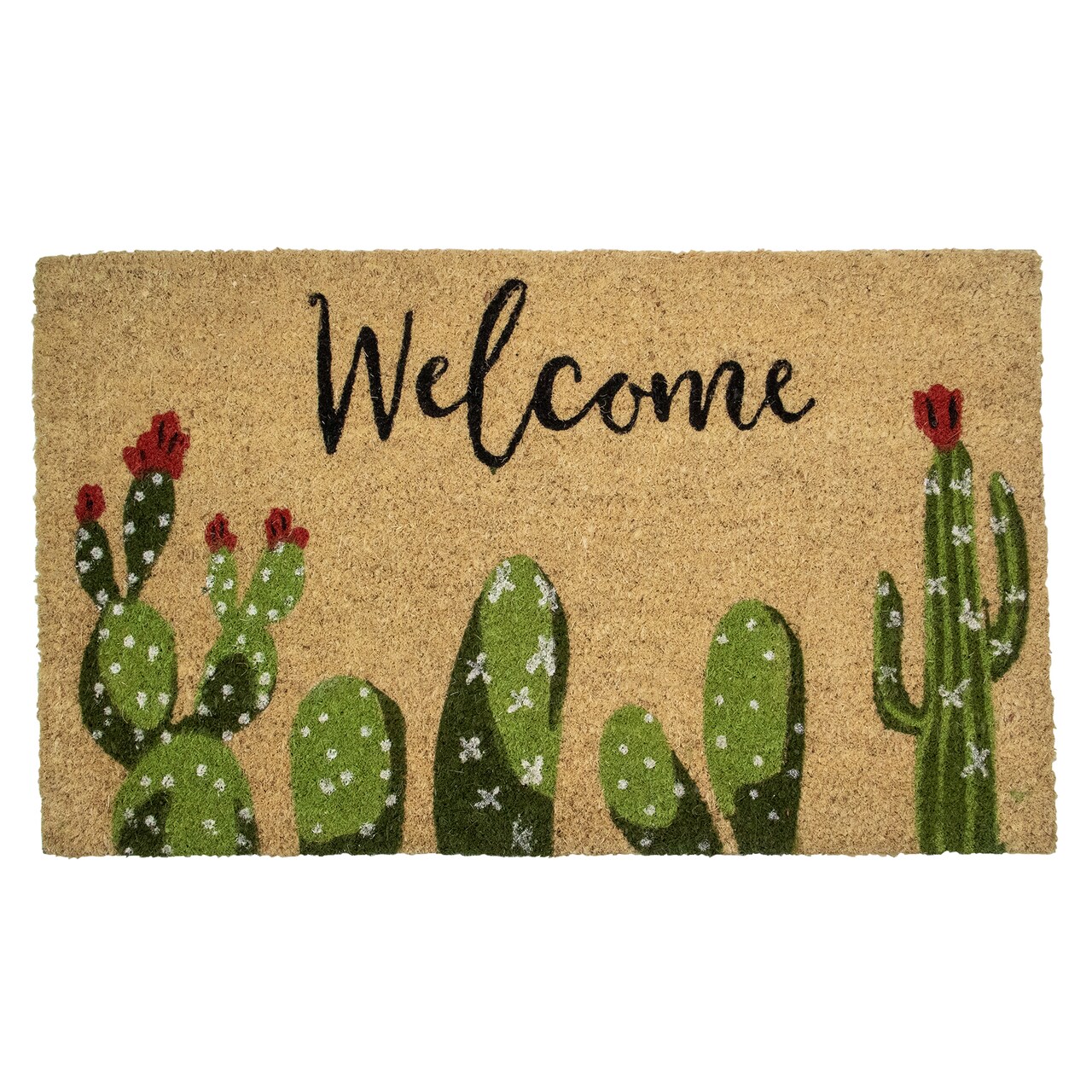Northlight Natural Coir Cactus "Welcome" Outdoor Doormat 18" x 30"